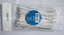 Vázací pásek s drátkem TECHNO bílý dělený v sáčku 12,5 cm/ 100 ks